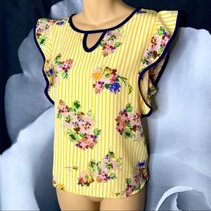 Adorable Vintage Style Floral Flutter Top